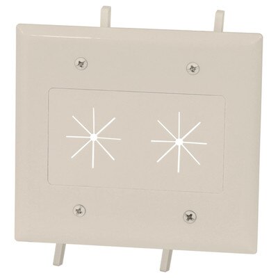 DataComm Cable Access Wallplate with Flexible Opening, 2-Gang, Light Almond